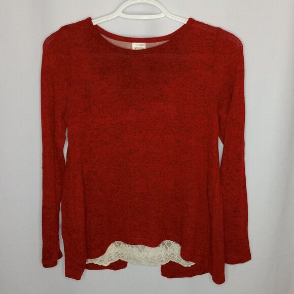 Wonder Nation Girls Rayon Sweater Lace Insert Lightweight Crew Neck Top Large - Picture 1 of 6